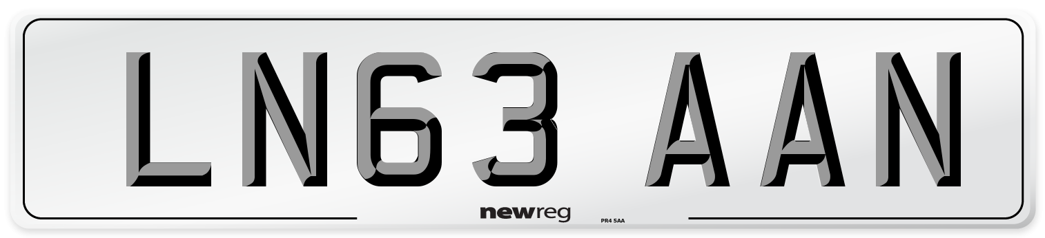 LN63 AAN Number Plate from New Reg
